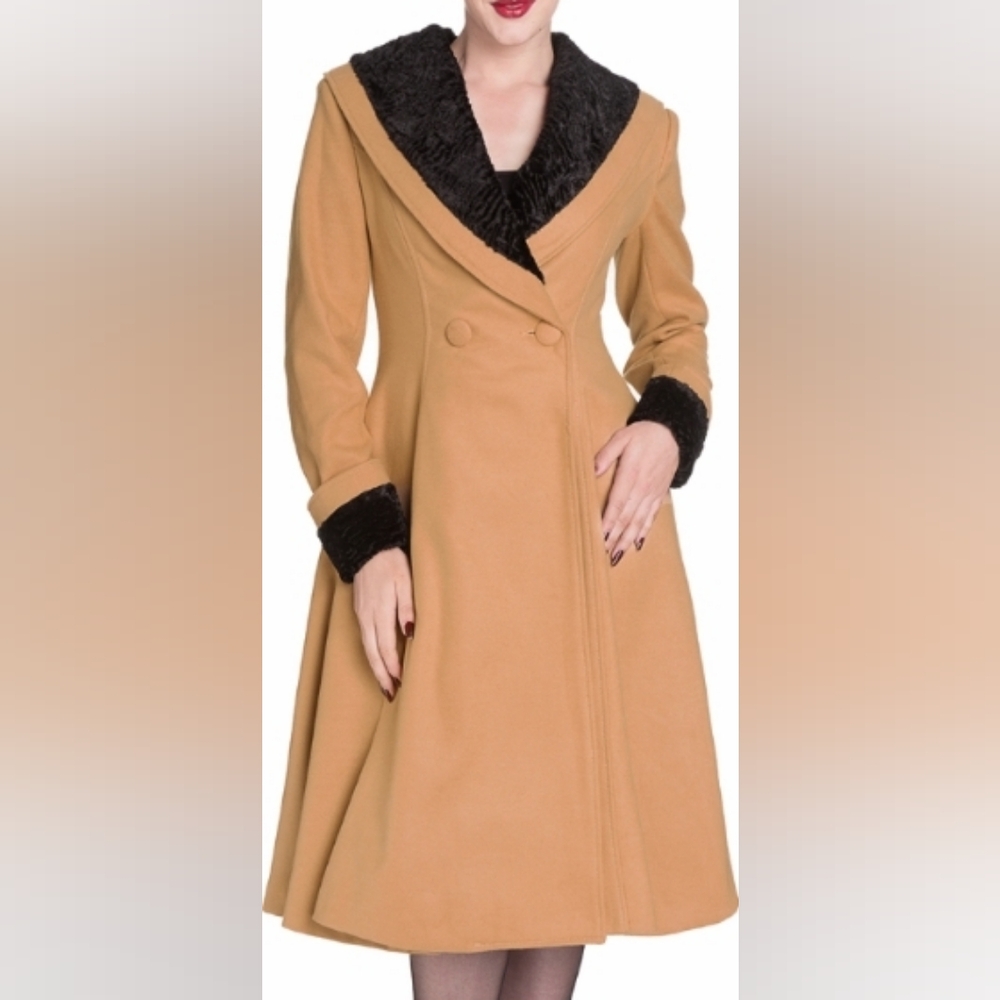 Hell Bunny Camel Yellow 40s Style Coat